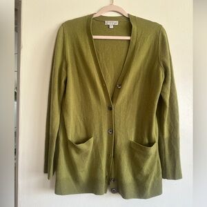 Olive Green Cashmere Women's Cardigan Sweater